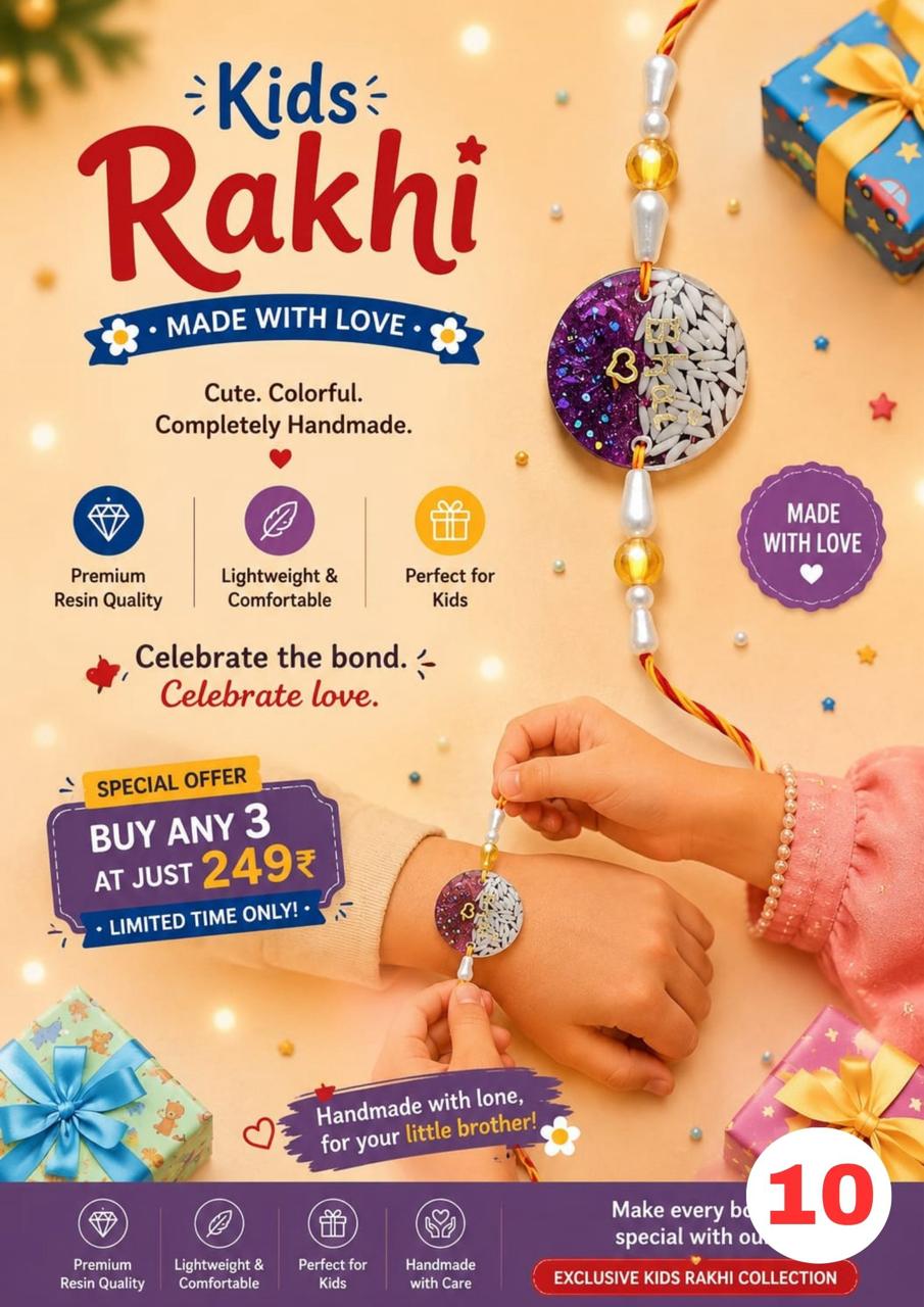 Purple & White Personalized Resin Rakhi for Kids
