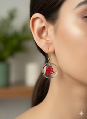 Nature-Inspired Red Flower Earrings