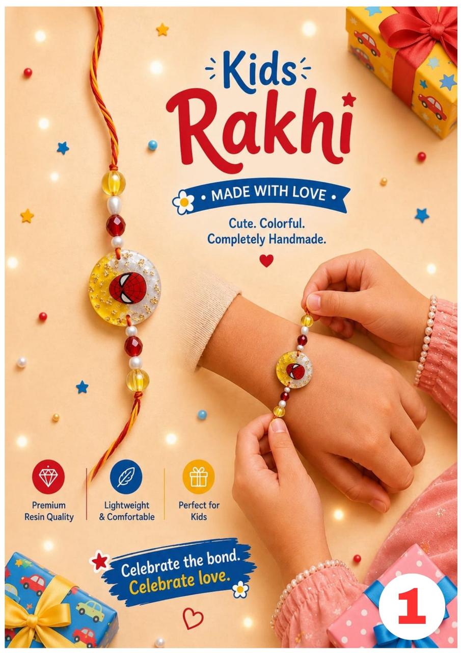 Spider-Man Yellow Resin Rakhi for Kids