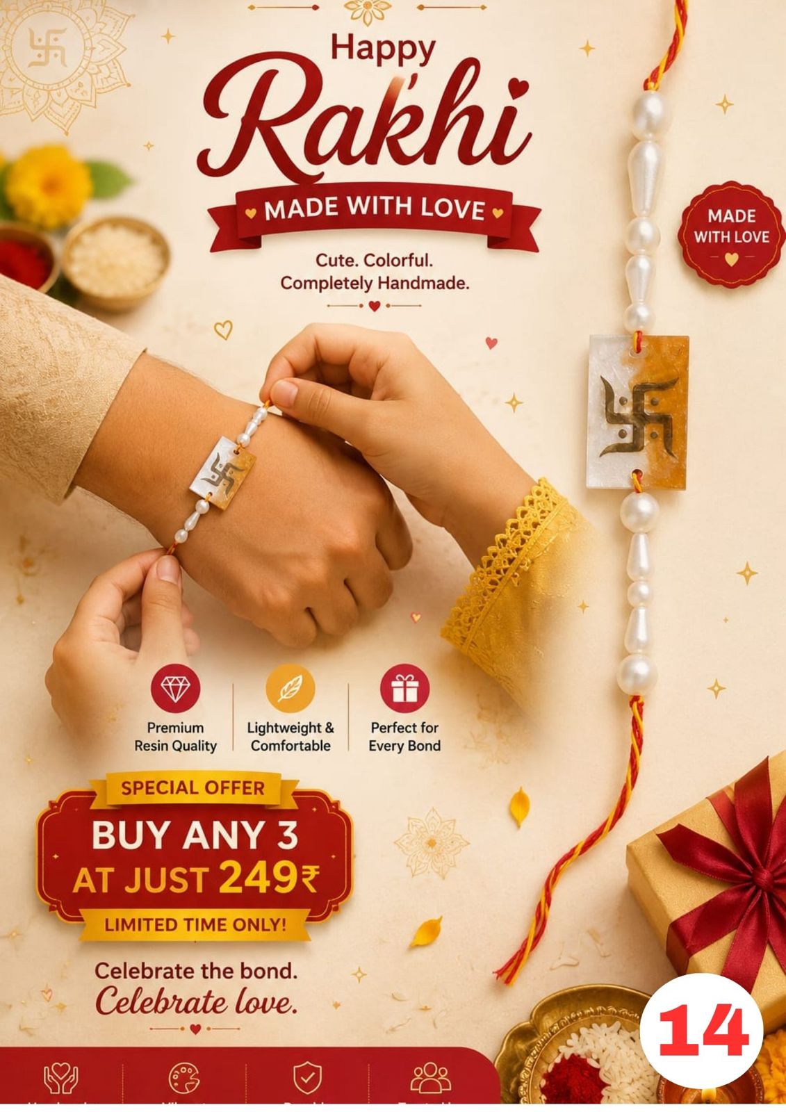 Swastik Resin Rakhi for Kids